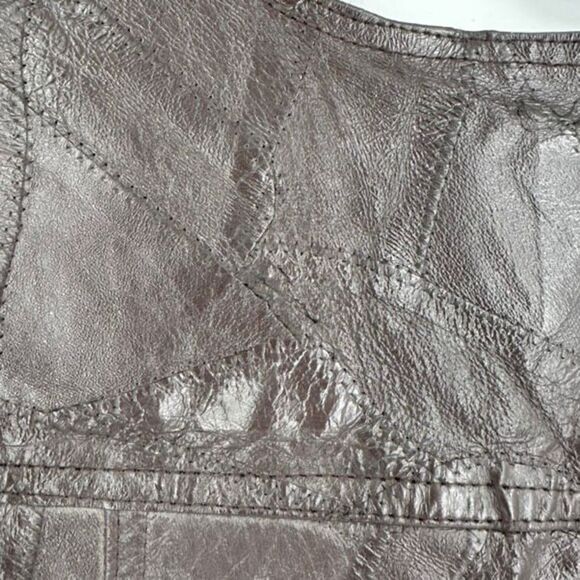 Vintage Direct Source Men's Leather Lined‎ Sleeveless Vest Patchwork Brown Large - Picture 11 of 13